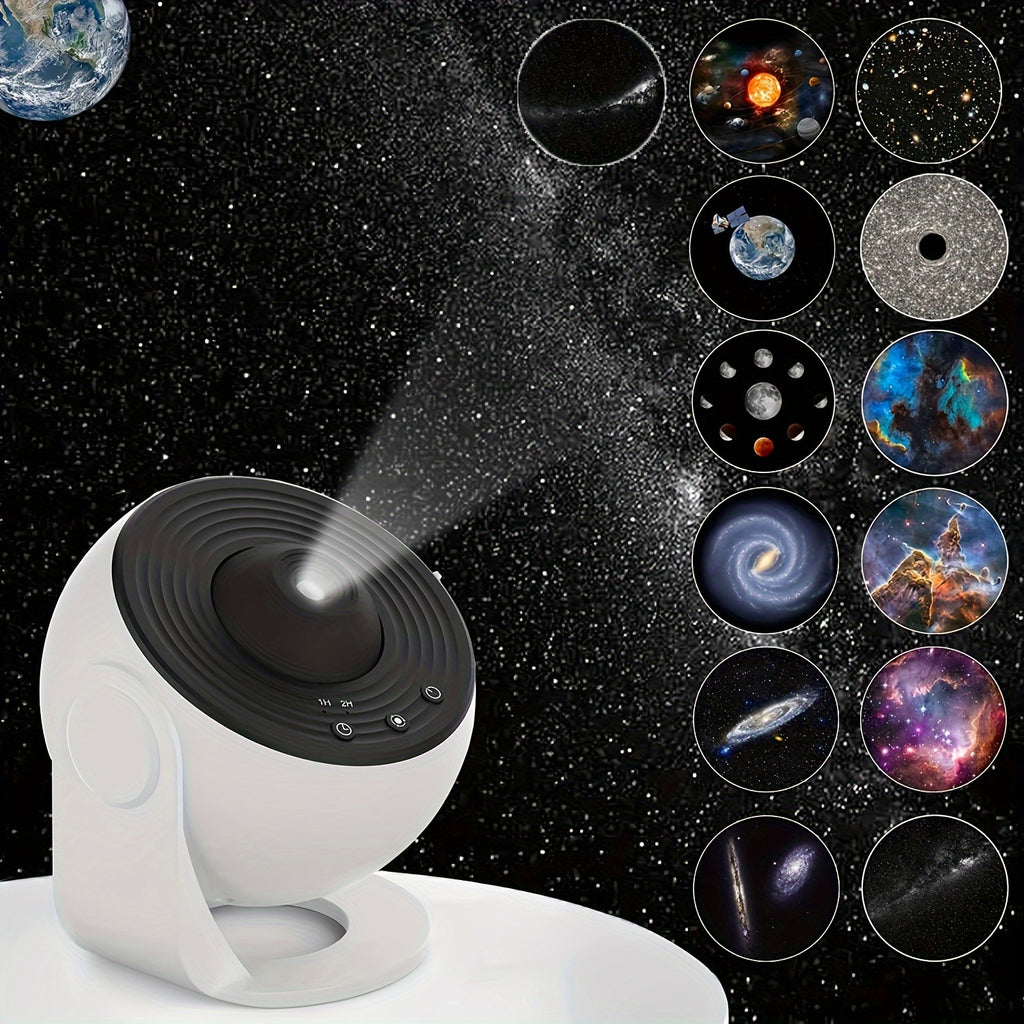 Projecteur d'étoiles LED pour chambre à coucher, planétarium, veilleuse, 12 disques remplaçables inclus