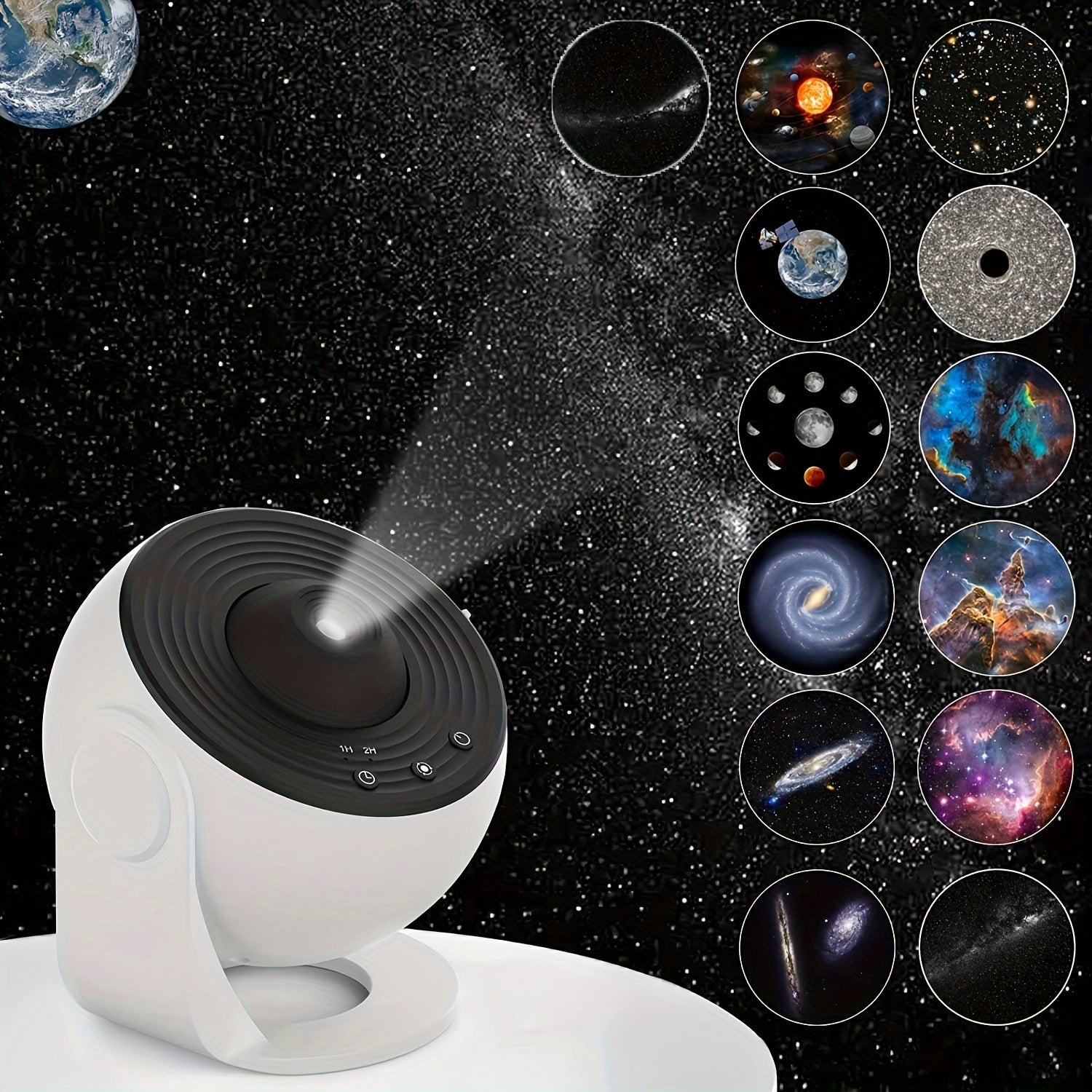 Projecteur d'étoiles LED pour chambre à coucher, planétarium, veilleuse, 12 disques remplaçables inclus
