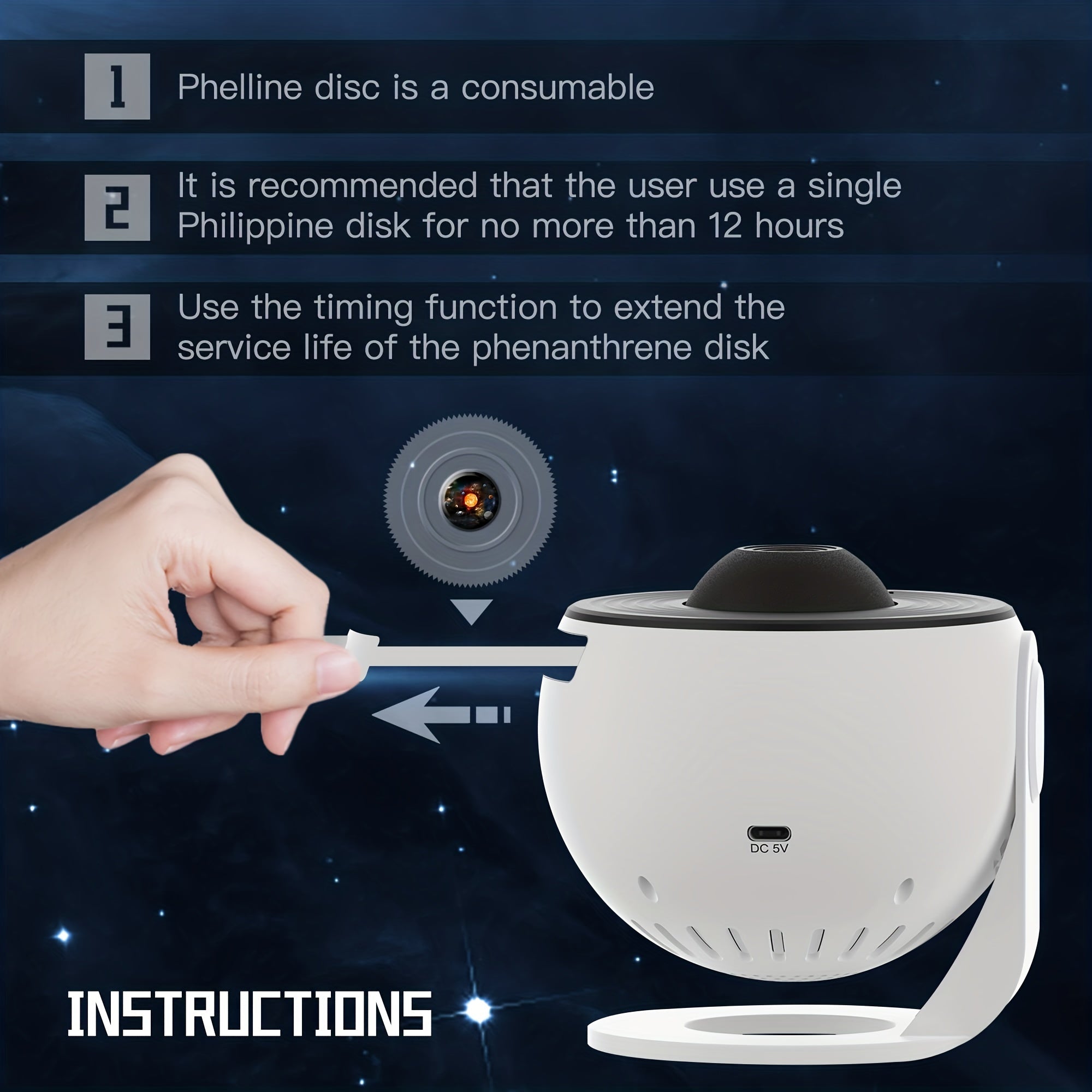 Projecteur d'étoiles LED pour chambre à coucher, planétarium, veilleuse, 12 disques remplaçables inclus