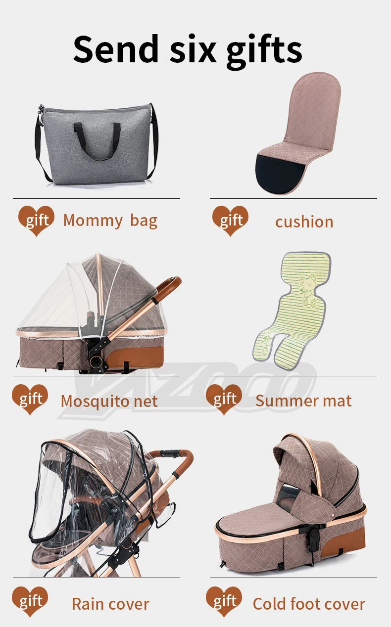 Poussette 3 en 1 pour bébé, portable, pliable, cadre en aluminium, haute capacité, pour nouveau-né