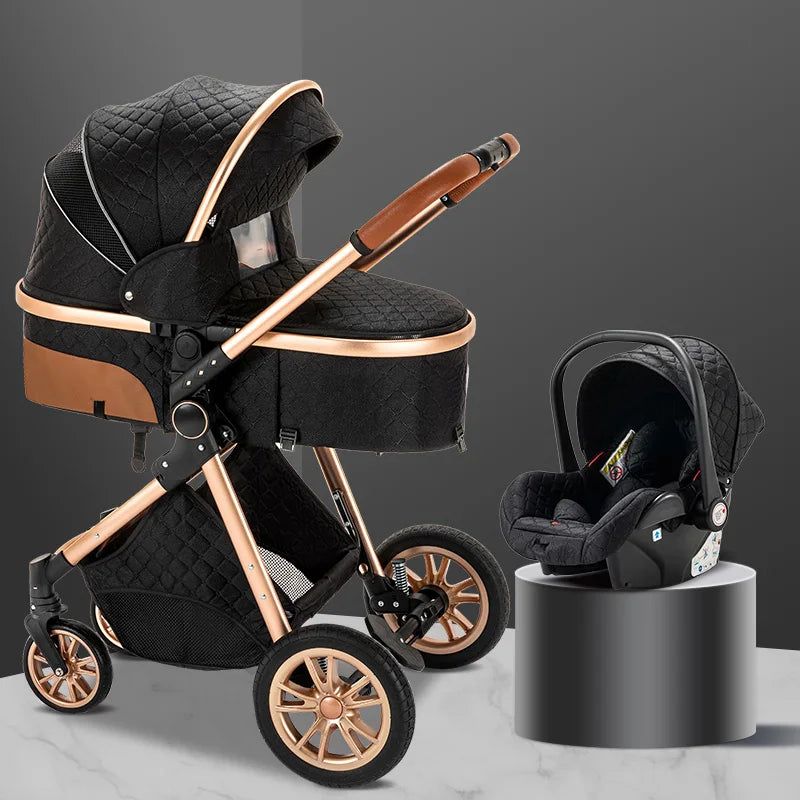 Poussette 3 en 1 pour bébé, portable, pliable, cadre en aluminium, haute capacité, pour nouveau-né