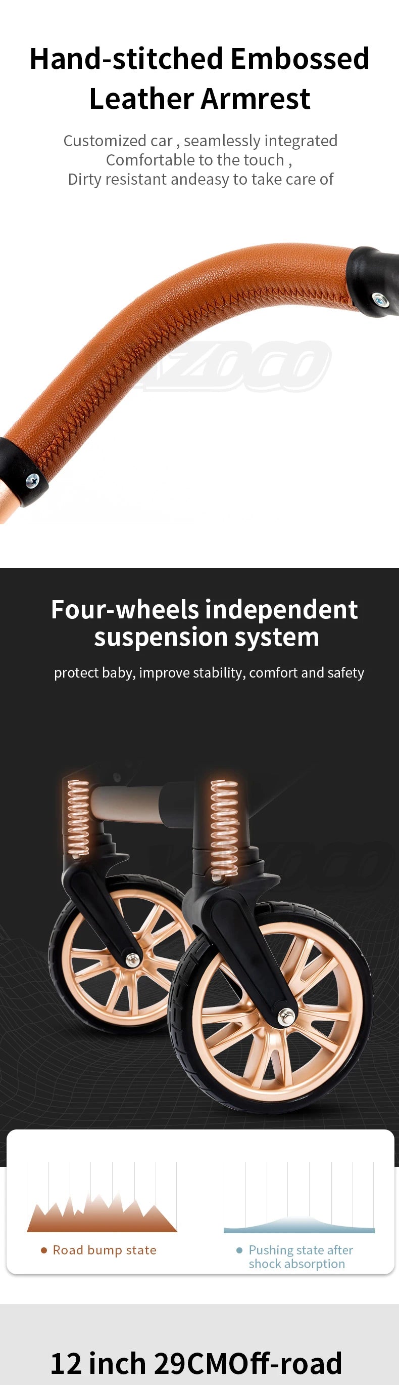 Poussette 3 en 1 pour bébé, portable, pliable, cadre en aluminium, haute capacité, pour nouveau-né