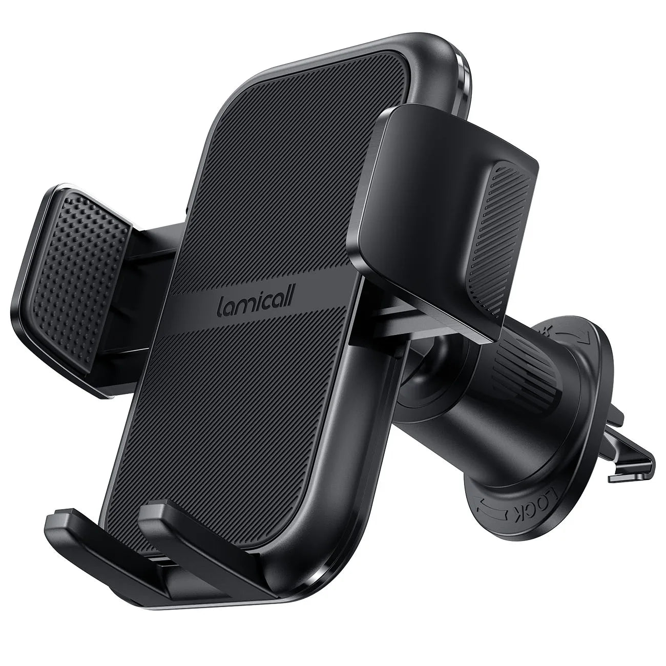 Support de téléphone portable pour voiture Lamicall STCV01 avec 4 verrous de sécurité et rotation à 360° pour téléphones de 4,7 à 6,8 pouces