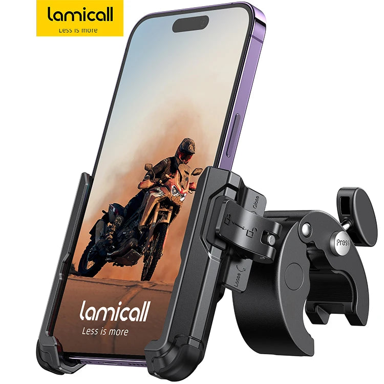 Support de téléphone pour moto Lamicall BP09, compatible avec les appareils photo, verrouillage rapide, fixation pour guidon