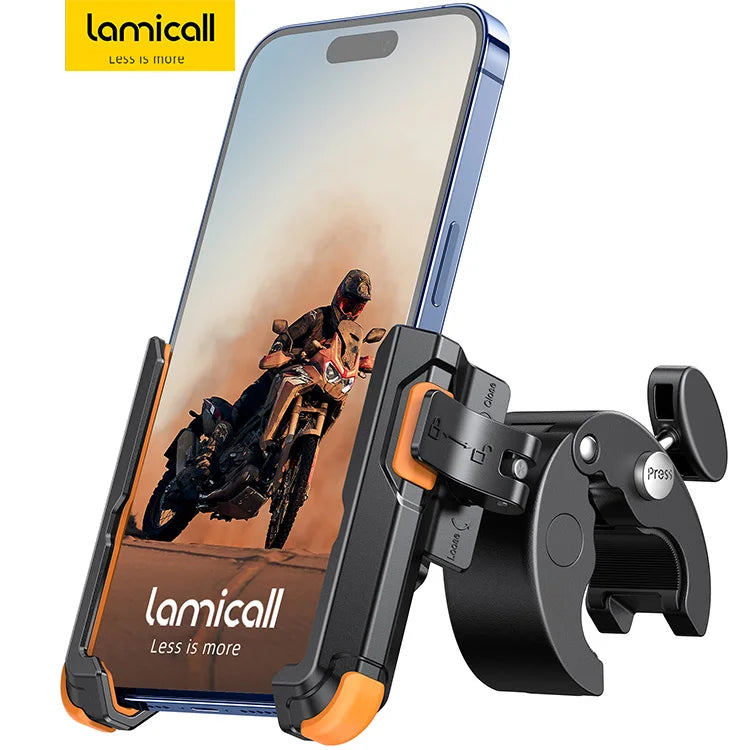 Support de téléphone pour moto Lamicall BP09, compatible avec les appareils photo, verrouillage rapide, fixation pour guidon