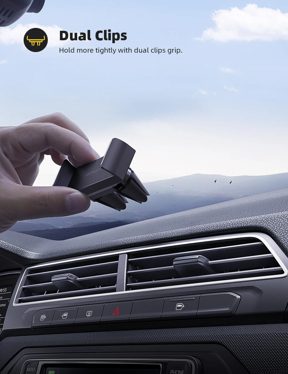 Lamicall C2 Support de téléphone rotatif pour grille d'aération de voiture, support mains libres pour téléphone portable