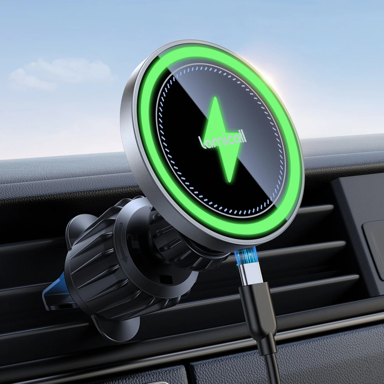 Lamicall Ultra pour chargeur de voiture magnétique 15 W, support de téléphone sans fil pour voiture, supports de téléphone magnétiques mains libres