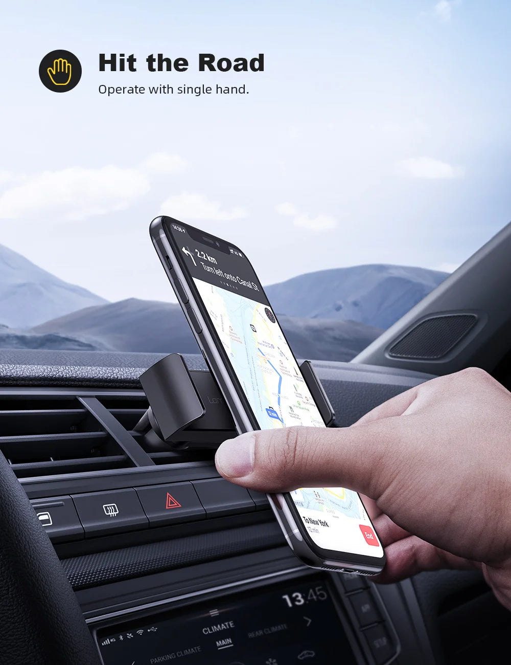Lamicall C2 Support de téléphone rotatif pour grille d'aération de voiture, support mains libres pour téléphone portable