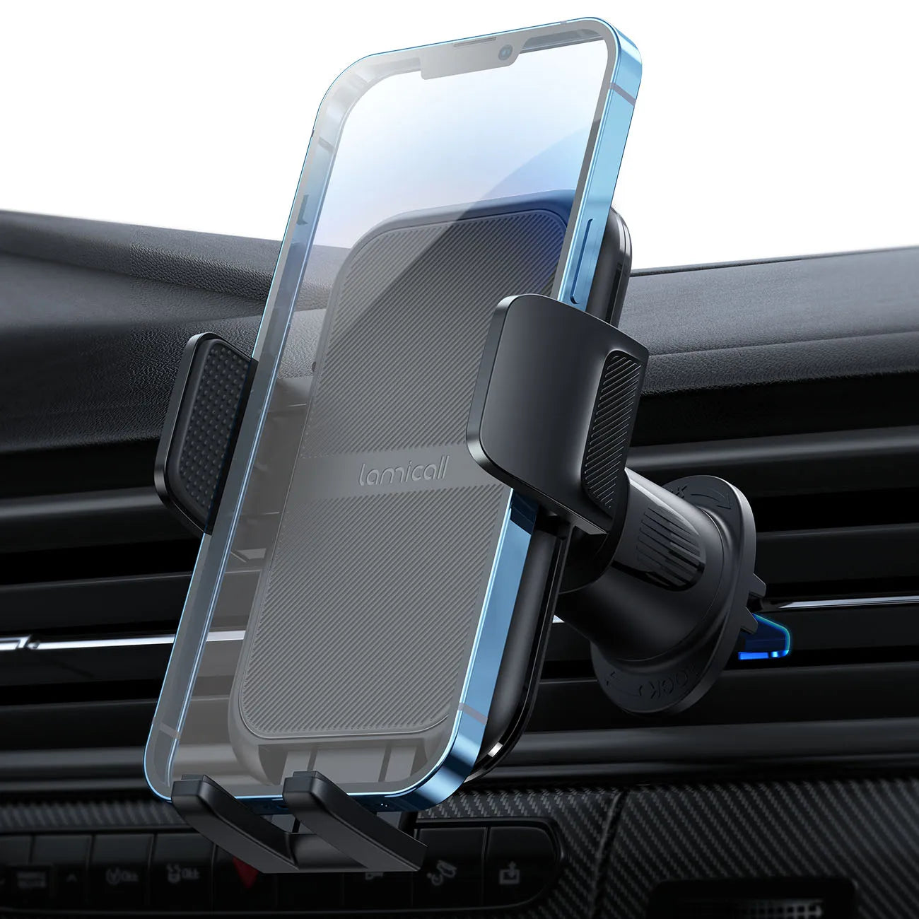 Support de téléphone portable pour voiture Lamicall STCV01 avec 4 verrous de sécurité et rotation à 360° pour téléphones de 4,7 à 6,8 pouces