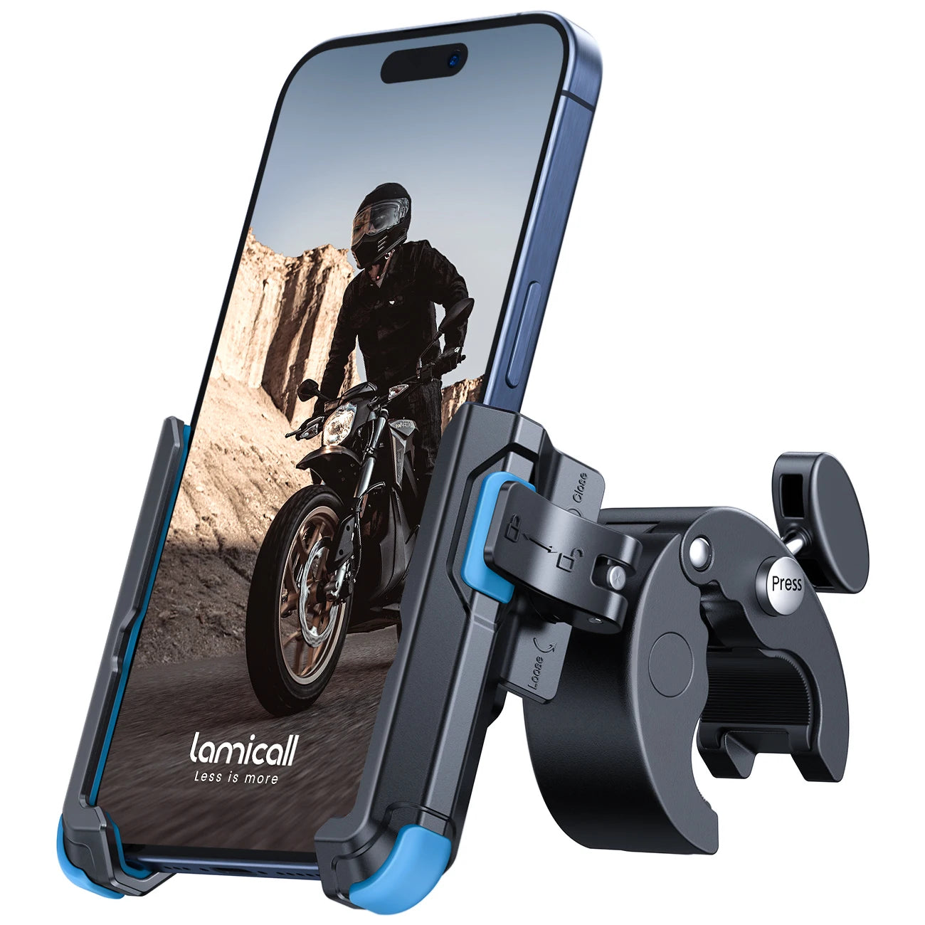 Support de téléphone pour moto Lamicall BP09, compatible avec les appareils photo, verrouillage rapide, fixation pour guidon
