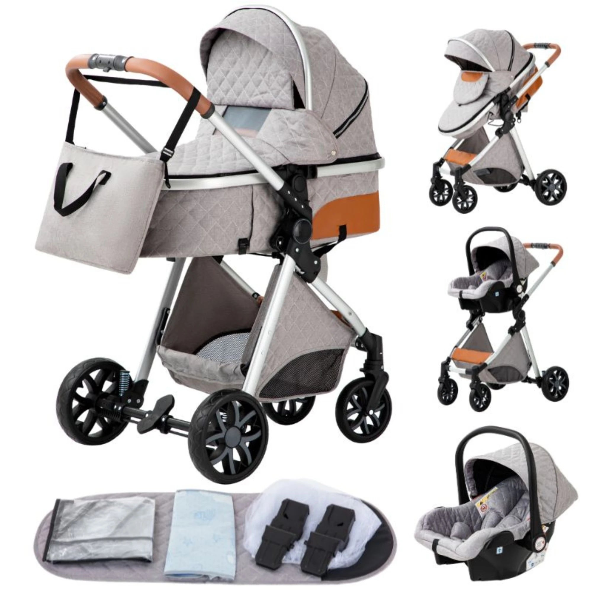 Poussette bébé 3 en 1, poussette quatre roues, voiture bébé 2 en 1, poussettes légères, poussettes multifonctions, landau, poussette