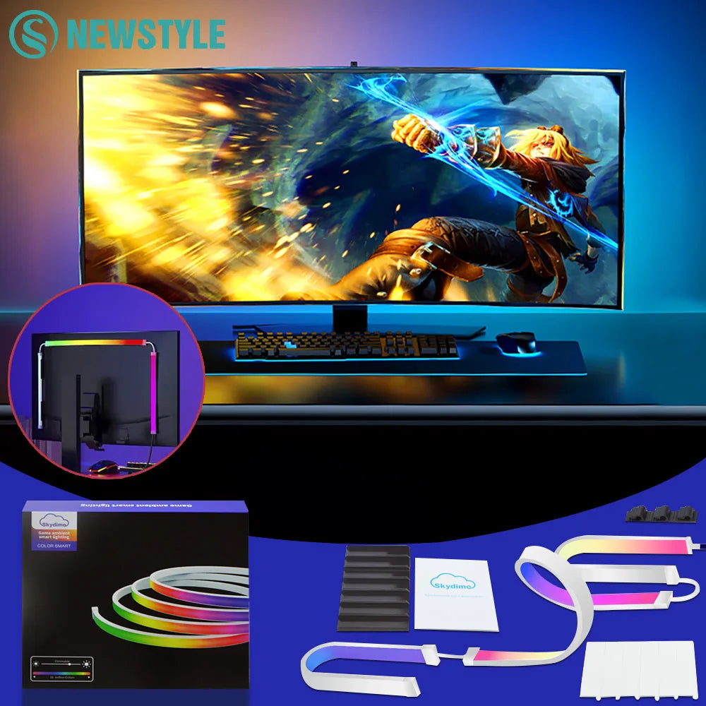 Bande lumineuse LED intelligente pour jeux vidéo, rétroéclairage d'ordinateur, synchronisation, barre lumineuse RVB, USB, décoration de chambre à coucher