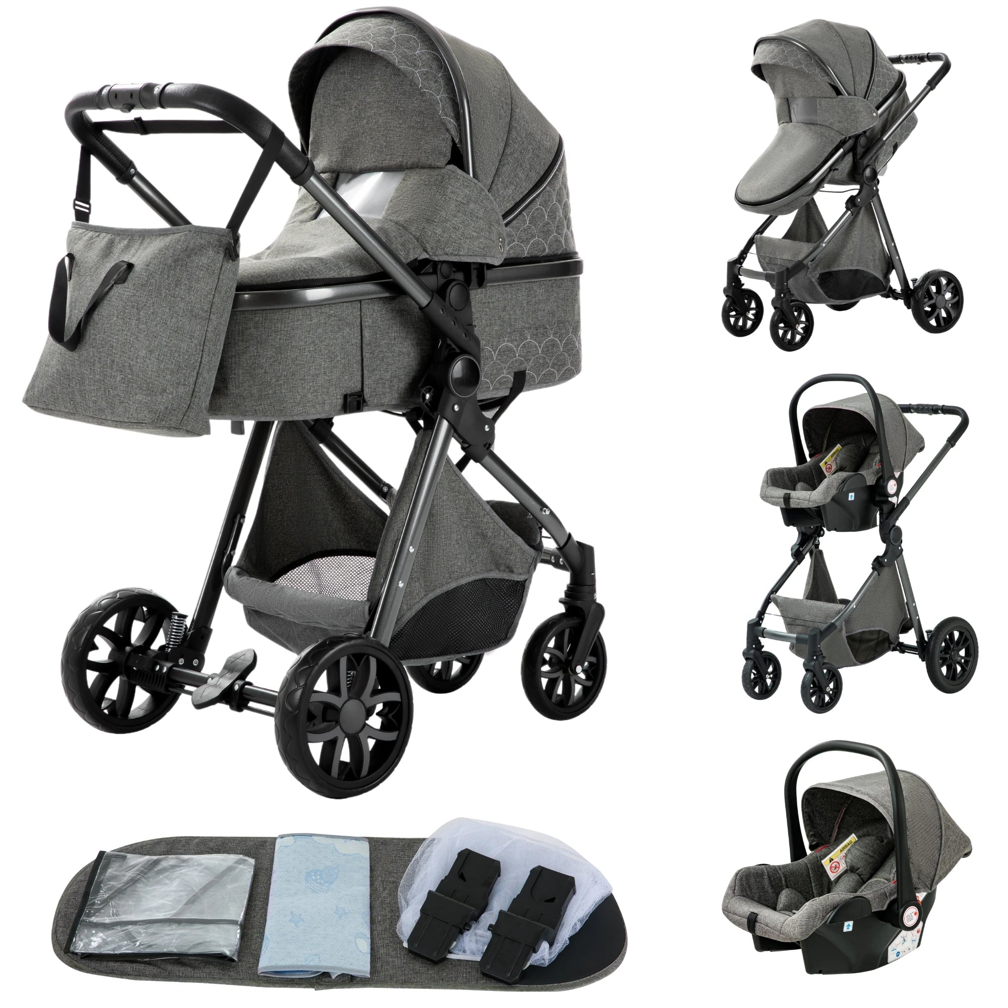 Poussette bébé 3 en 1, poussette quatre roues, voiture bébé 2 en 1, poussettes légères, poussettes multifonctions, landau, poussette
