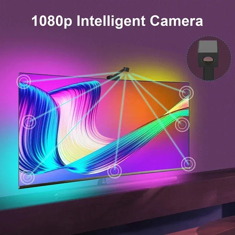 Ambilight pour rétroéclairage TV synchronisé avec l'écran 3,8 m 5 m 5 V USB RGB LED intelligent avec caméra synchronisée TV lumière application de contrôle jeu Com