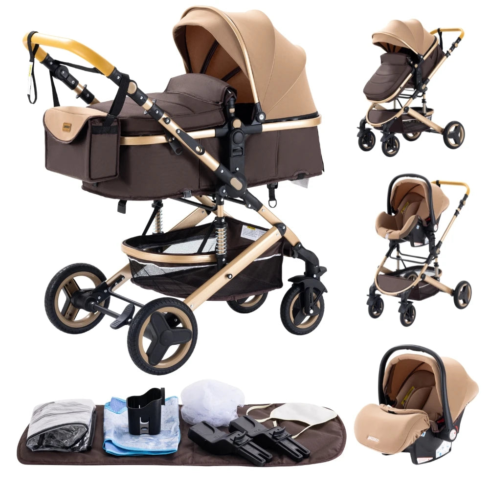 Poussette bébé 3 en 1, poussette quatre roues, voiture bébé 2 en 1, poussettes légères, poussettes multifonctions, landau, poussette