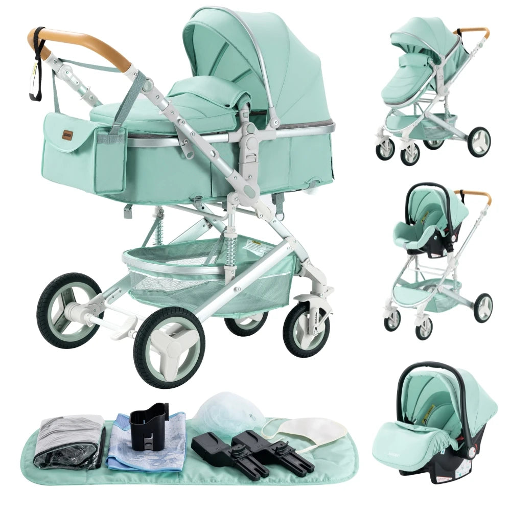 Poussette bébé 3 en 1, poussette quatre roues, voiture bébé 2 en 1, poussettes légères, poussettes multifonctions, landau, poussette