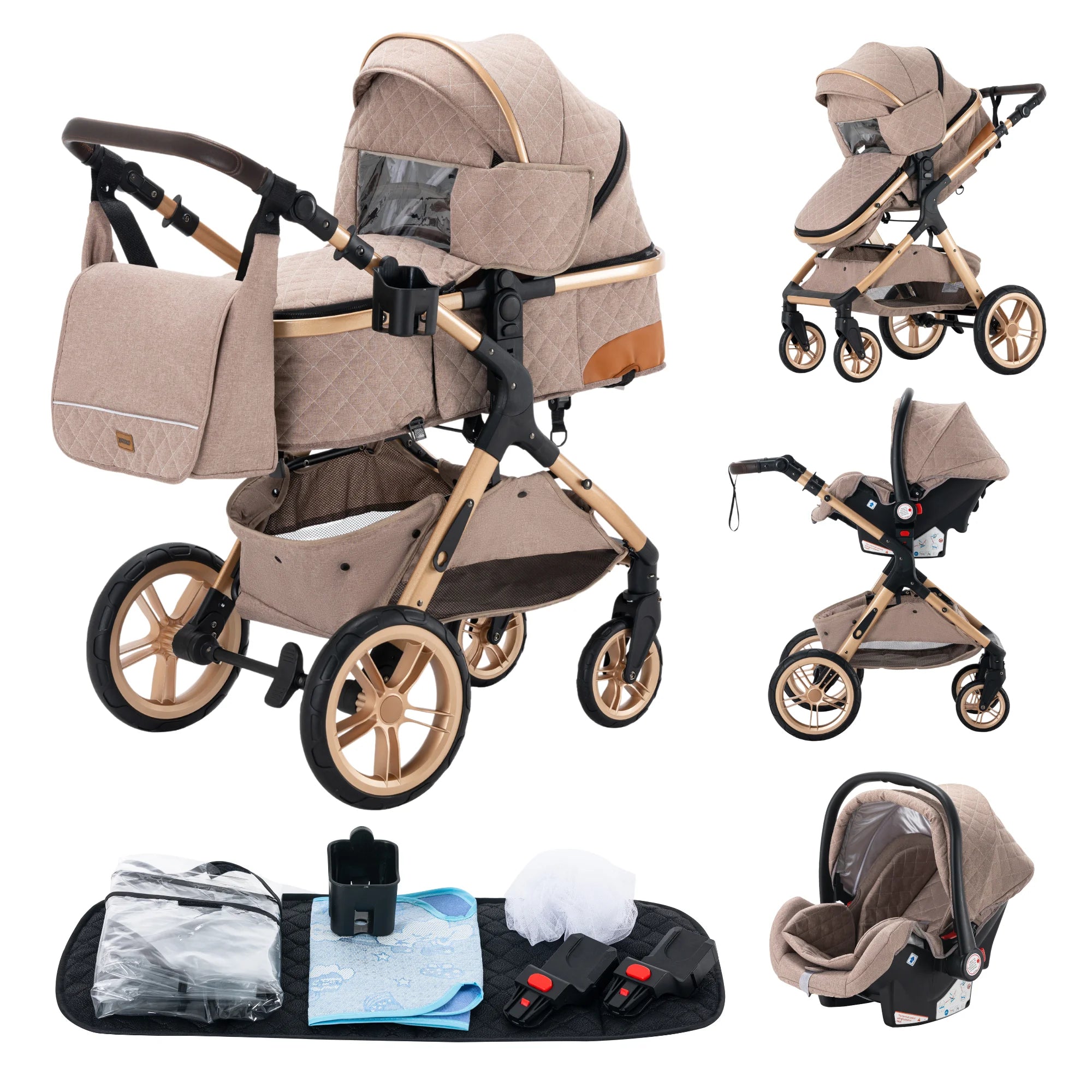 Poussette bébé 3 en 1, poussette quatre roues, voiture bébé 2 en 1, poussettes légères, poussettes multifonctions, landau, poussette
