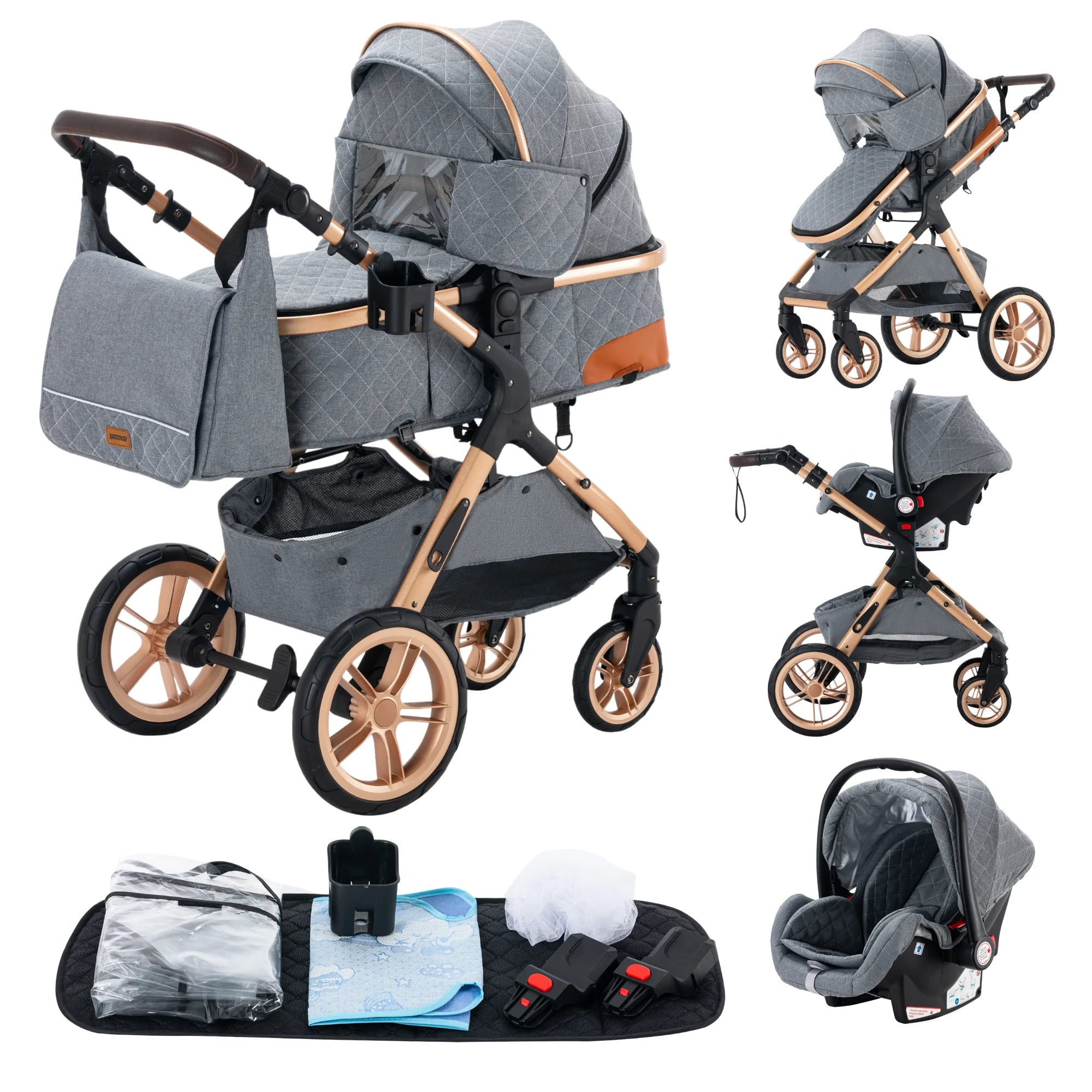 Poussette bébé 3 en 1, poussette quatre roues, voiture bébé 2 en 1, poussettes légères, poussettes multifonctions, landau, poussette