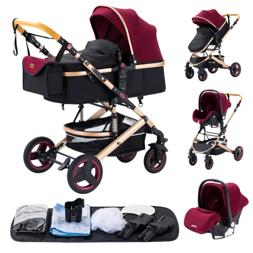 Poussette bébé 3 en 1, poussette quatre roues, voiture bébé 2 en 1, poussettes légères, poussettes multifonctions, landau, poussette