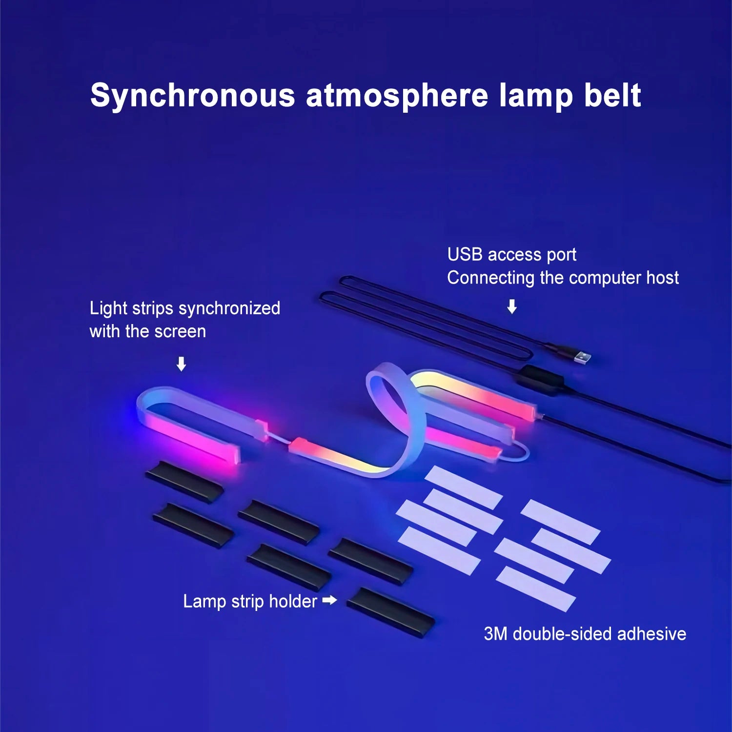 Bande lumineuse LED intelligente pour jeux vidéo, rétroéclairage d'ordinateur, synchronisation, barre lumineuse RVB, USB, décoration de chambre à coucher