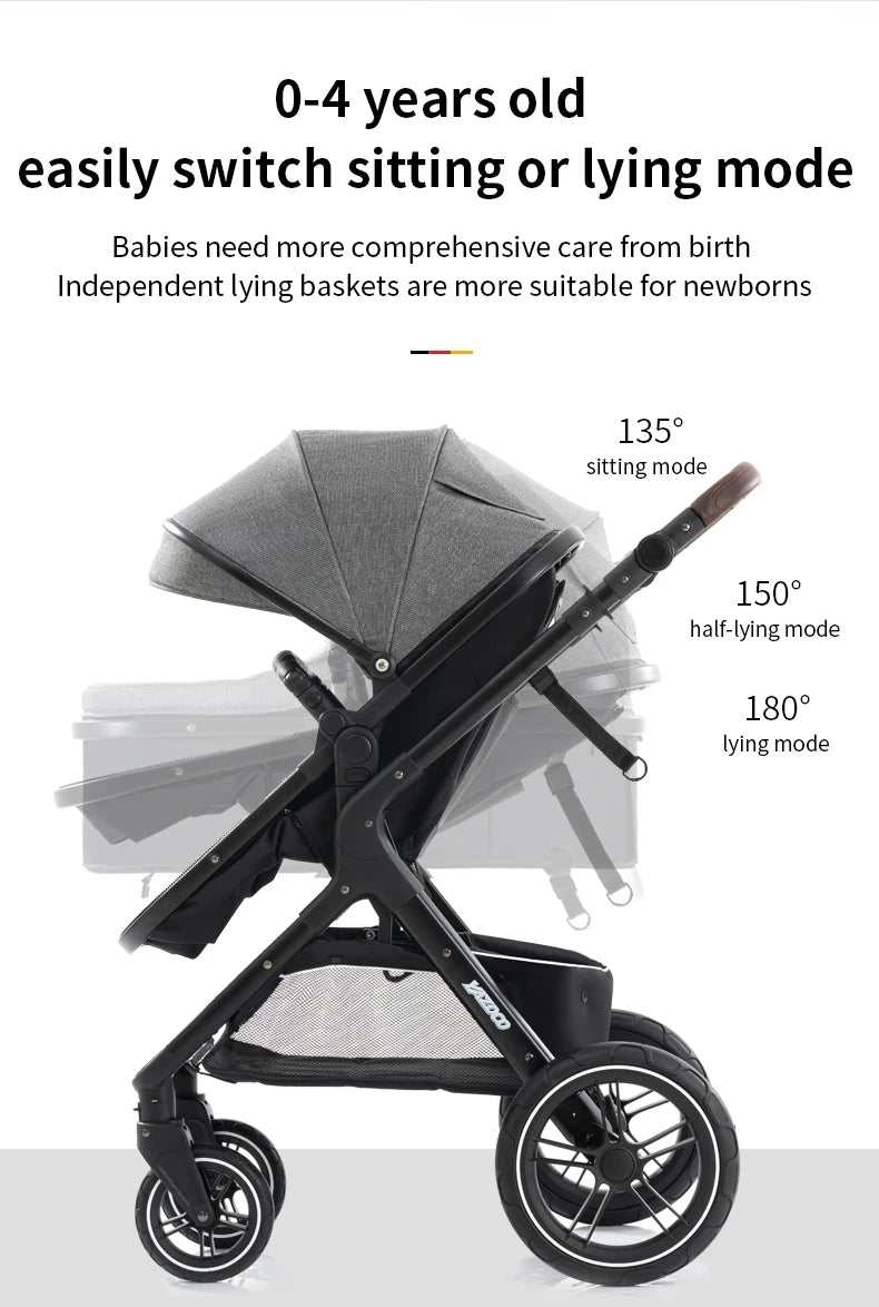 Poussette bébé 3 en 1, poussette quatre roues, voiture bébé 2 en 1, poussettes légères, poussettes multifonctions, landau, poussette
