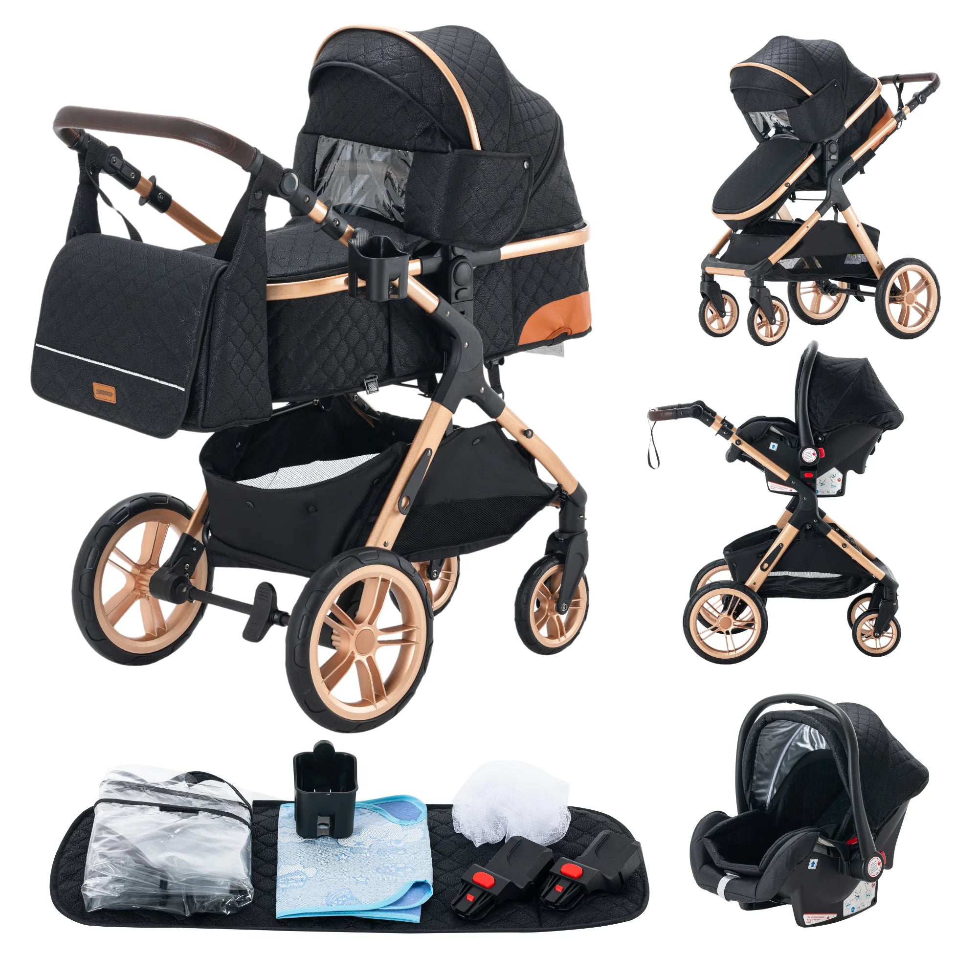 Poussette bébé 3 en 1, poussette quatre roues, voiture bébé 2 en 1, poussettes légères, poussettes multifonctions, landau, poussette