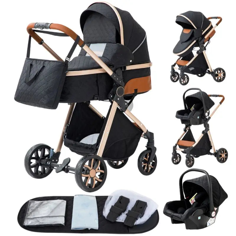 Poussette bébé 3 en 1, poussette quatre roues, voiture bébé 2 en 1, poussettes légères, poussettes multifonctions, landau, poussette
