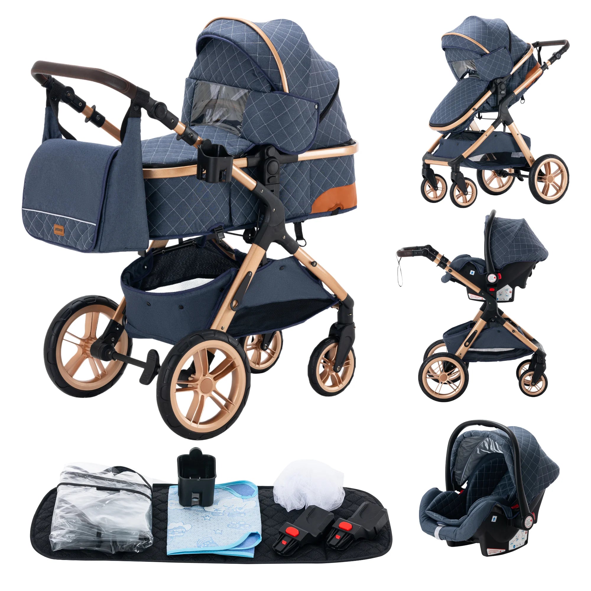 Poussette bébé 3 en 1, poussette quatre roues, voiture bébé 2 en 1, poussettes légères, poussettes multifonctions, landau, poussette
