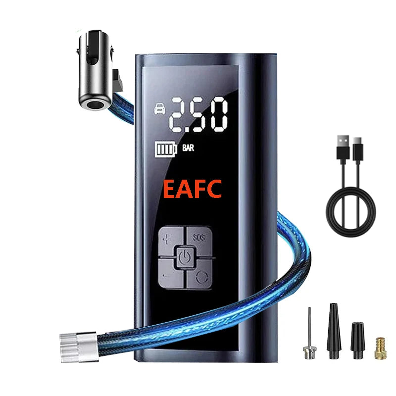 Pompe à air sans fil pour voiture, compresseur d'air, gonfleur de pneus à LED, 150 psi, électrique, pour voitures, motos, vélos