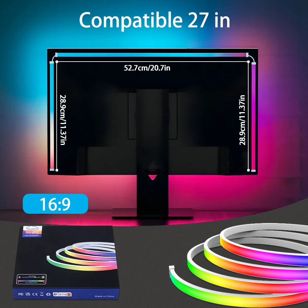 Bande lumineuse LED intelligente pour jeux vidéo, rétroéclairage d'ordinateur, synchronisation, barre lumineuse RVB, USB, décoration de chambre à coucher