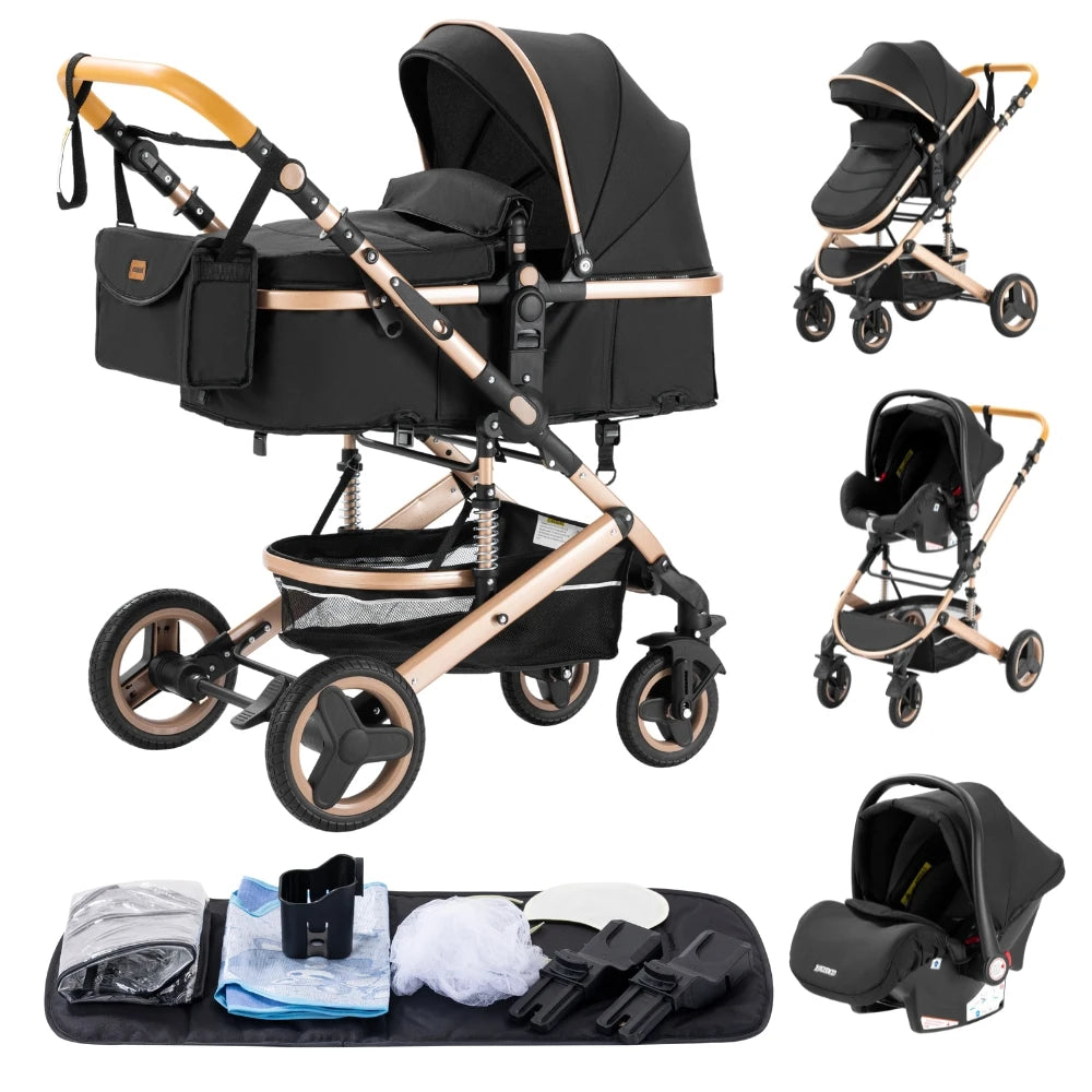 Poussette bébé 3 en 1, poussette quatre roues, voiture bébé 2 en 1, poussettes légères, poussettes multifonctions, landau, poussette