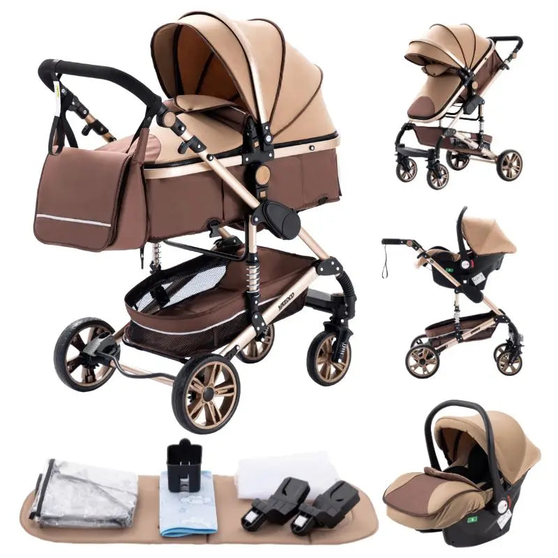 Poussette bébé 3 en 1, poussette quatre roues, voiture bébé 2 en 1, poussettes légères, poussettes multifonctions, landau, poussette