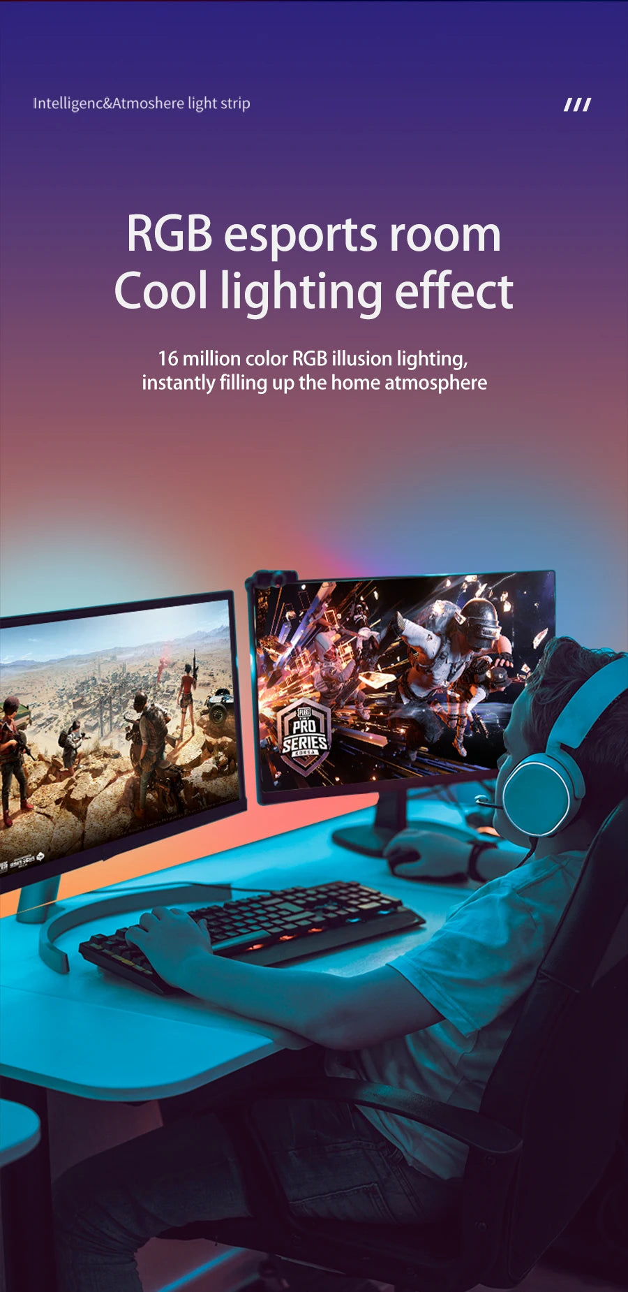 Bande lumineuse LED intelligente pour jeux vidéo, rétroéclairage d'ordinateur, synchronisation, barre lumineuse RVB, USB, décoration de chambre à coucher