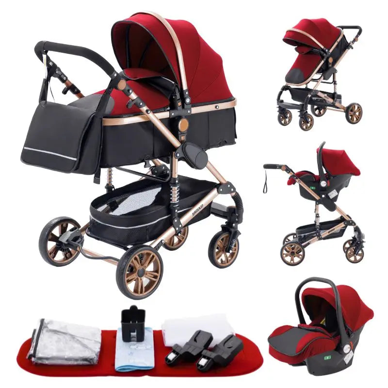 Poussette bébé 3 en 1, poussette quatre roues, voiture bébé 2 en 1, poussettes légères, poussettes multifonctions, landau, poussette