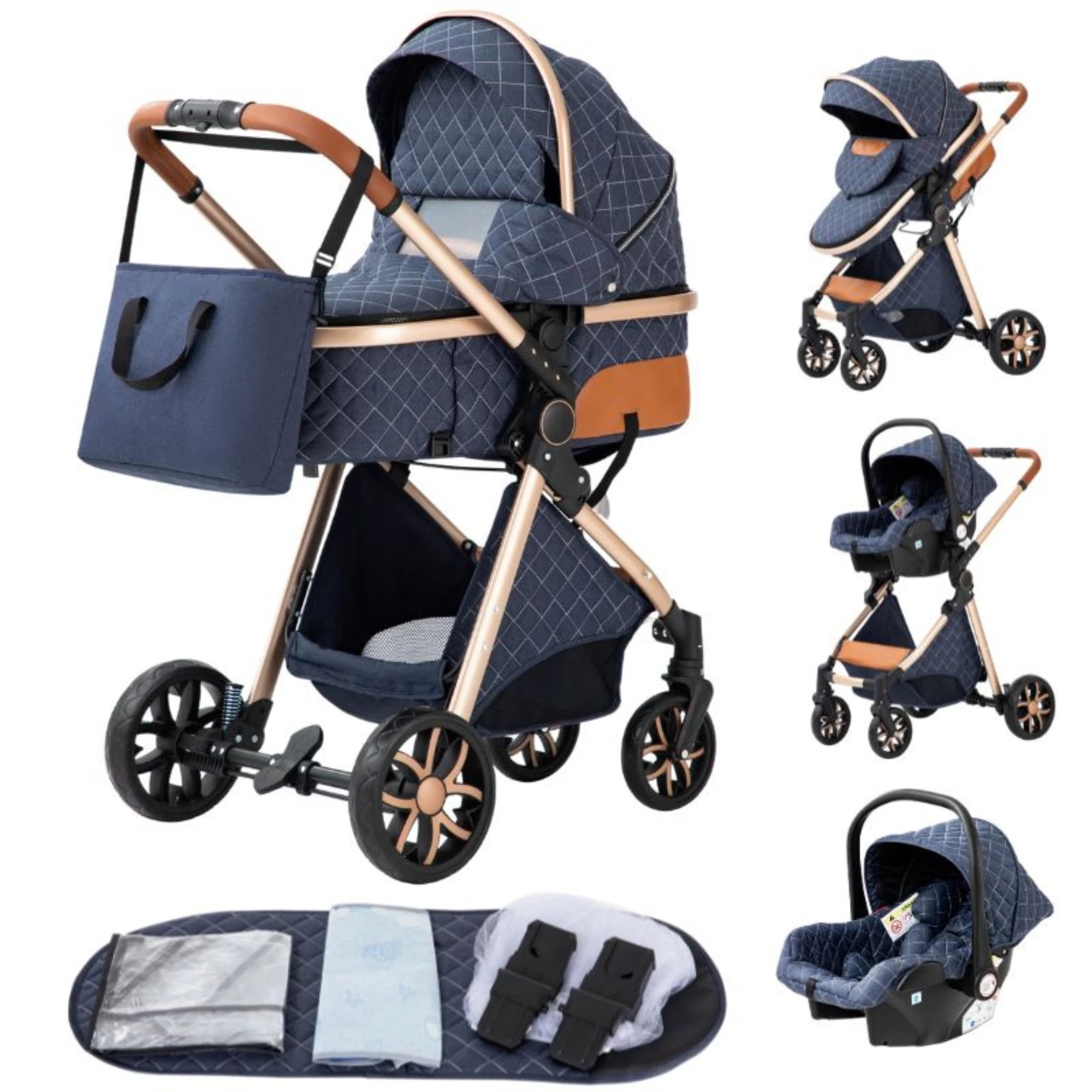 Poussette bébé 3 en 1, poussette quatre roues, voiture bébé 2 en 1, poussettes légères, poussettes multifonctions, landau, poussette