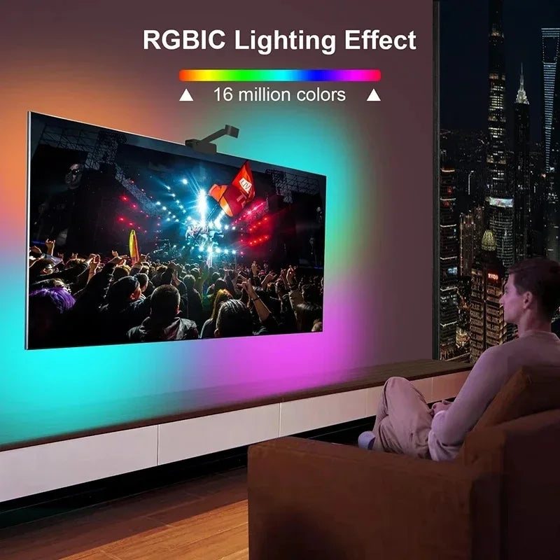 Ambilight pour rétroéclairage TV synchronisé avec l'écran 3,8 m 5 m 5 V USB RGB LED intelligent avec caméra synchronisée TV lumière application de contrôle jeu Com