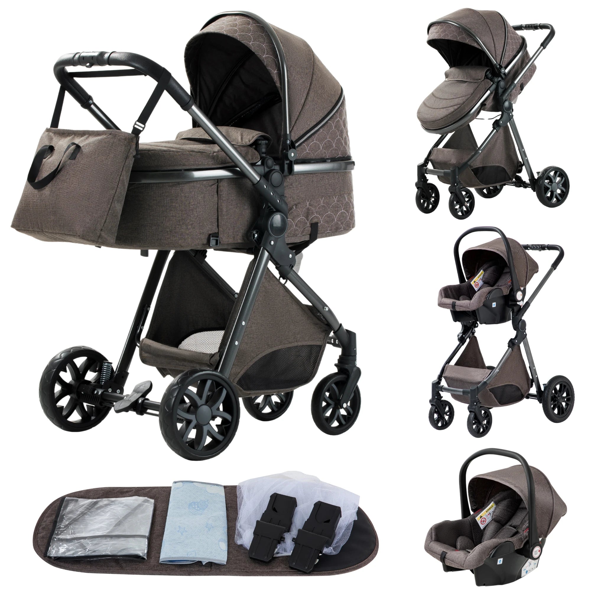 Poussette bébé 3 en 1, poussette quatre roues, voiture bébé 2 en 1, poussettes légères, poussettes multifonctions, landau, poussette