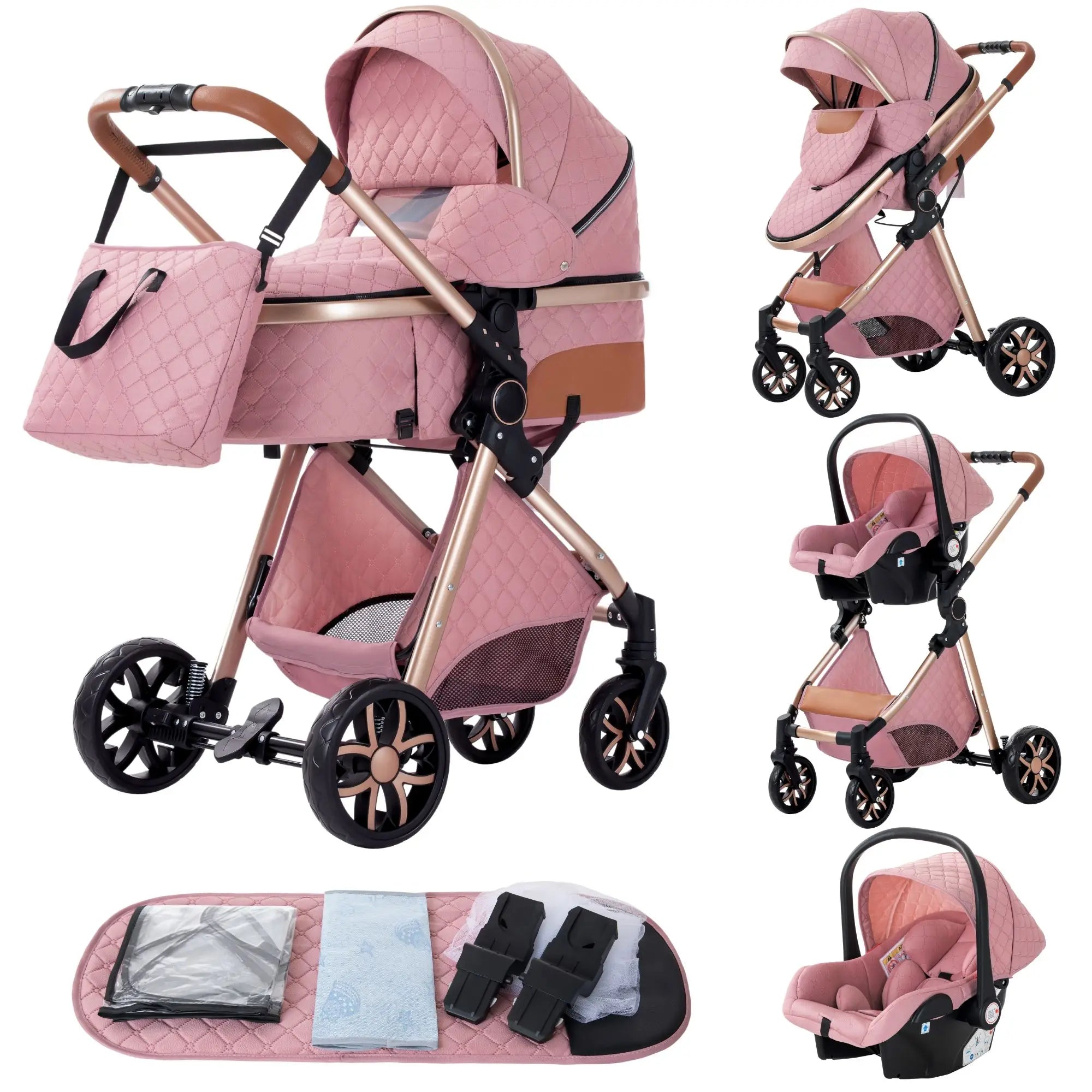 Poussette bébé 3 en 1, poussette quatre roues, voiture bébé 2 en 1, poussettes légères, poussettes multifonctions, landau, poussette