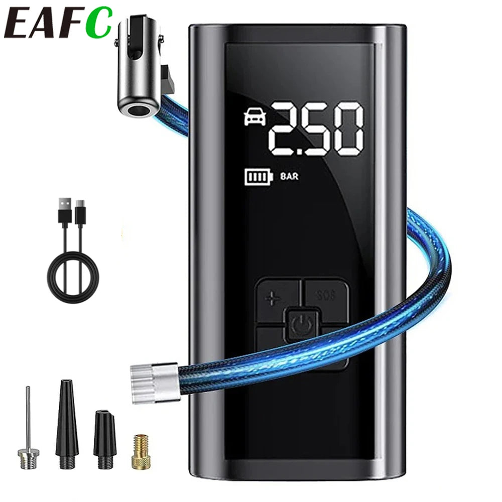 Pompe à air sans fil pour voiture, compresseur d'air, gonfleur de pneus à LED, 150 psi, électrique, pour voitures, motos, vélos