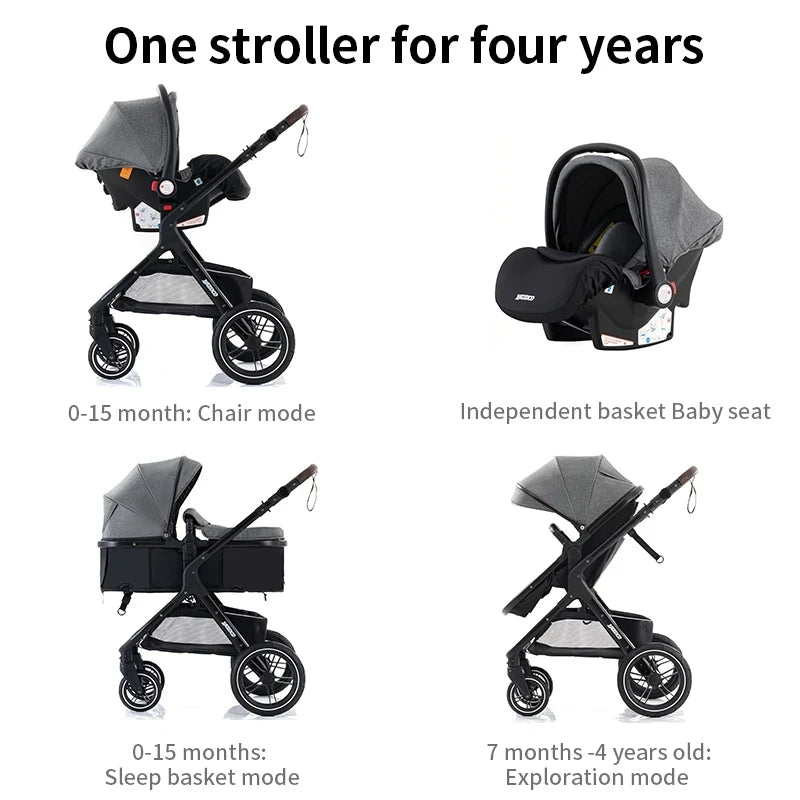 Poussette bébé 3 en 1, poussette quatre roues, voiture bébé 2 en 1, poussettes légères, poussettes multifonctions, landau, poussette