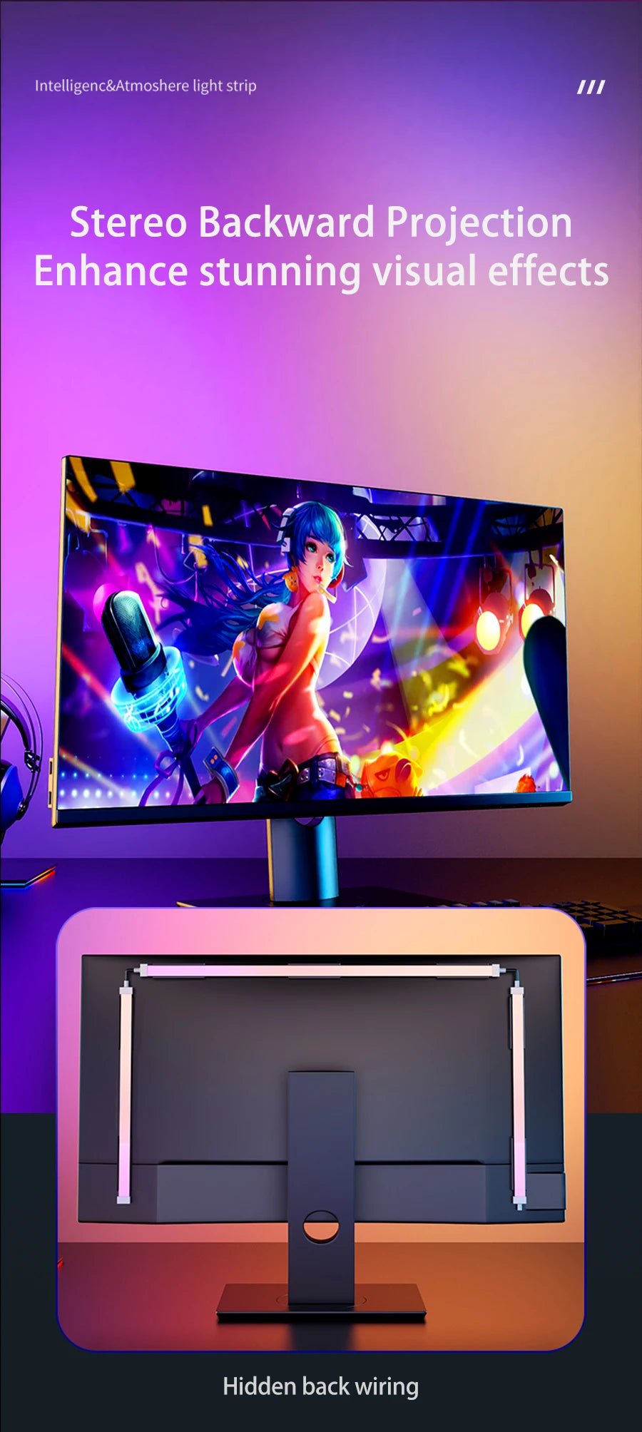 Bande lumineuse LED intelligente pour jeux vidéo, rétroéclairage d'ordinateur, synchronisation, barre lumineuse RVB, USB, décoration de chambre à coucher