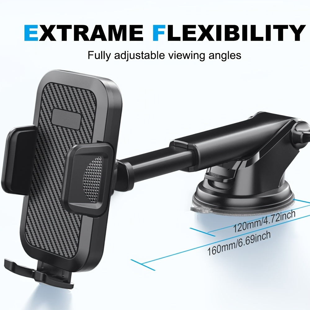 Support de téléphone pour voiture, ventouse puissante et améliorée, support de téléphone 2 en 1 pour tableau de bord, lavable et mains libres pour tous les téléphones portables.